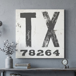 Farmhouse Rustic State Zip Code Texas Canvas Print