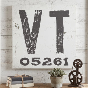 Farmhouse Rustic State Zip Code Vermont Canvas Print