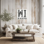 Farmhouse Rustic State Zip Code Wisconsin Canvas Print<br><div class="desc">This rustic sign is a simple way to display your love for home. The zip code can be personalised with any zip code in the state. Makes a great gift. Created by Simply Farmhouse Press.</div>