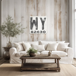 Farmhouse Rustic State Zip Code Wyoming Canvas Print
