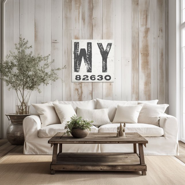 Farmhouse Rustic State Zip Code Wyoming Canvas Print (Creator Uploaded)