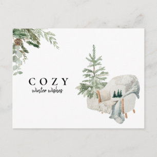 Farmhouse Rustic Stay Cosy Winter Wishes Christmas Postcard