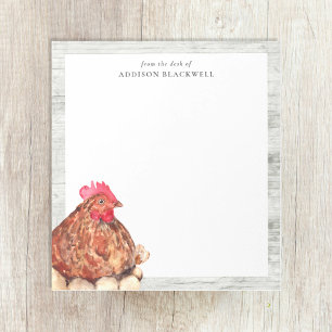 Farmhouse Rustic Watercolor Chicken Personalised Notepad