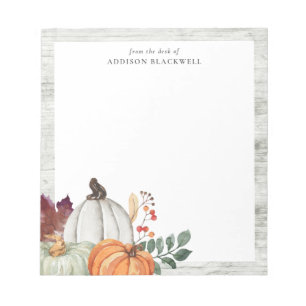 Farmhouse Rustic Watercolor Pumpkins Personalised Notepad