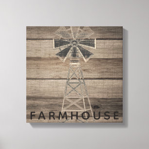 Farmhouse Rustic Weathered Wood Country Wind Mill Canvas Print