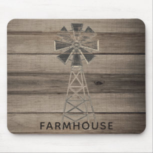 Farmhouse Rustic Weathered Wood Country Wind Mill Mouse Mat
