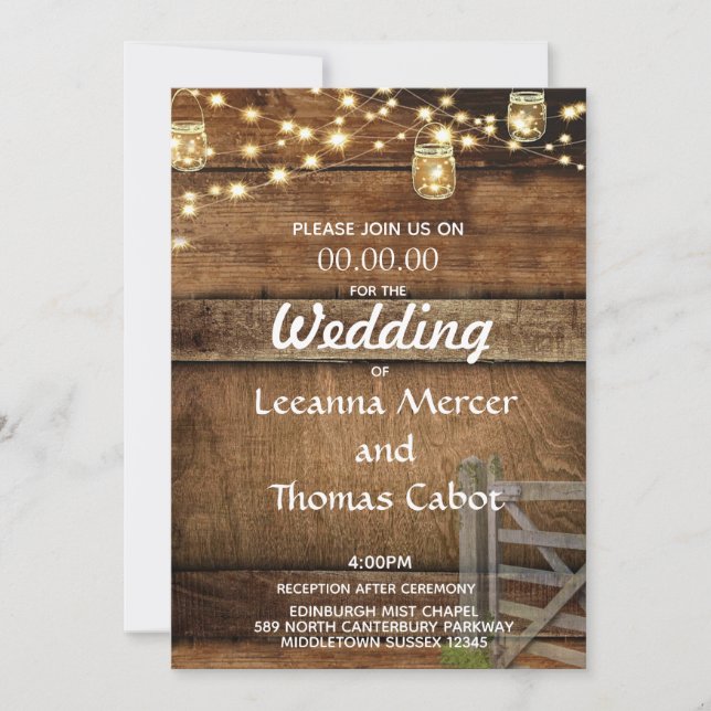 Farmhouse Rustic Wood Gate Wedding Invitation (Front)
