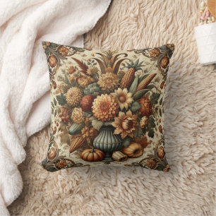 Farmhouse Season Fall Autumn Turkey Thanksgiving Cushion