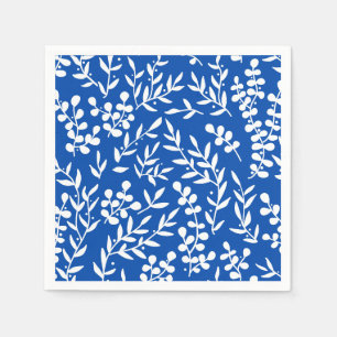 Farmhouse simple floral pattern on blue napkin