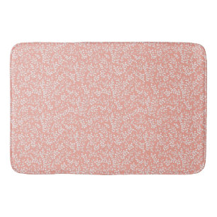 Farmhouse simple floral pattern on pink bath mat