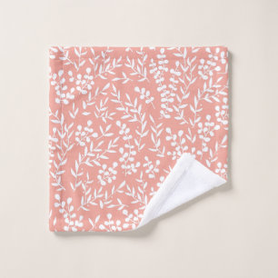 Farmhouse simple floral pattern on pink bath towel set