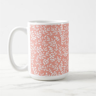 Farmhouse simple floral pattern on pink coffee mug