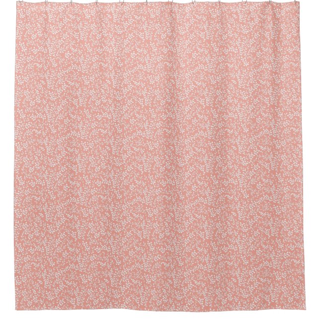 Farmhouse simple floral pattern on pink shower curtain (Front)