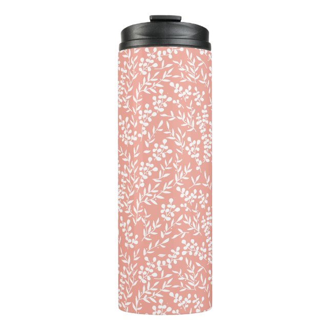 Farmhouse simple floral pattern on pink  thermal tumbler (Front)