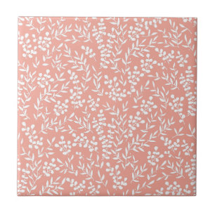 Farmhouse simple floral pattern on pink tile
