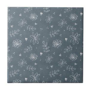 Farmhouse Slate Blue Hand Drawn Ceramic Tile