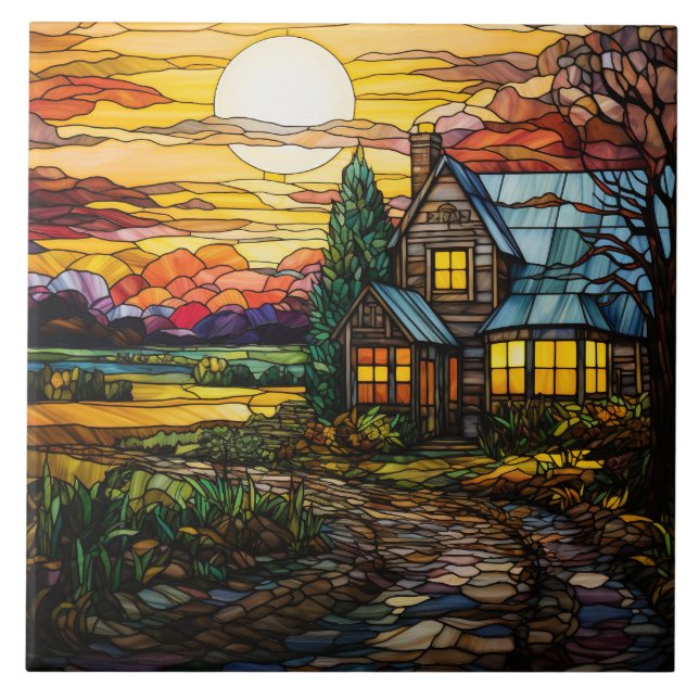 Farmhouse Stained Glass  Tile (Front)