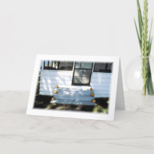 Farmhouse Stoop with Pumpkins Blank Greeting Card