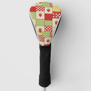 Farmhouse Strawberry Gingham Floral Pattern Golf Head Cover