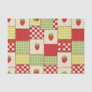 Farmhouse Strawberry Gingham Floral Pattern Tissue Paper