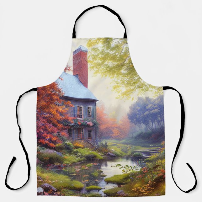 Farmhouse/stream/woods/painting  apron (Front)