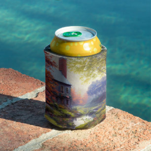 Farmhouse/stream/woods/painting can cooler