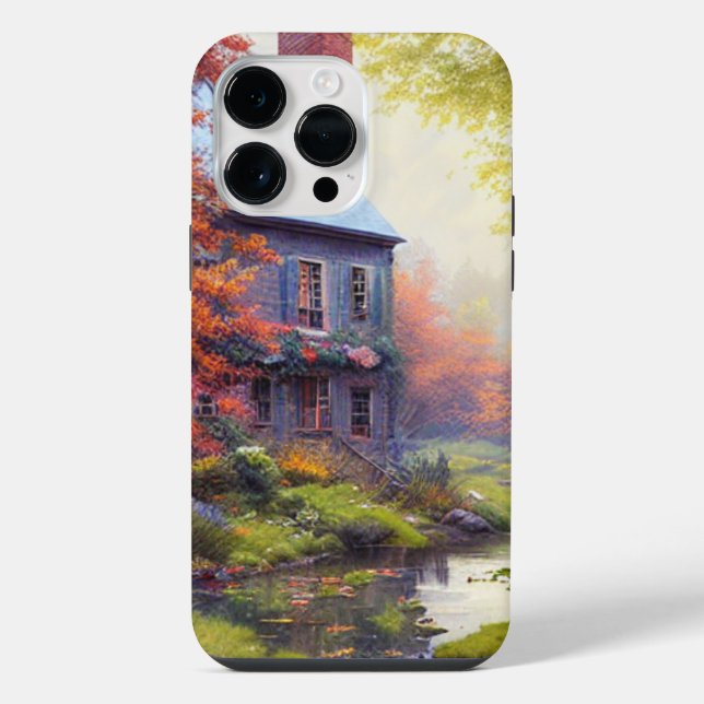 Farmhouse/stream/woods/painting  iPhone case (Back)