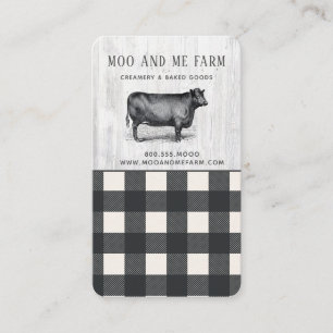Farmhouse Style Black White Buffalo Plaid Wood  Business Card