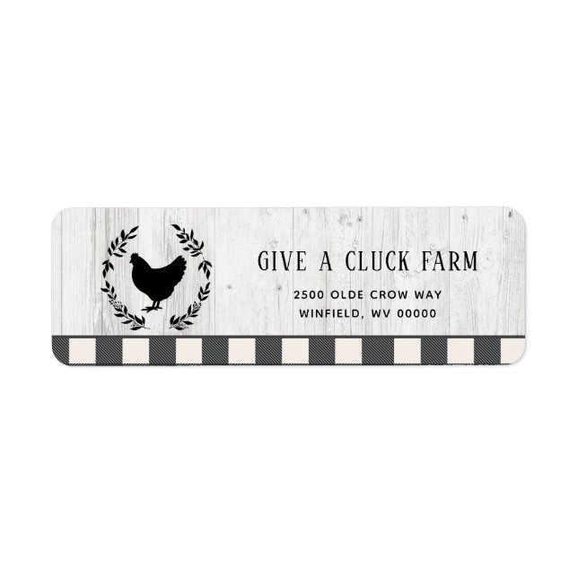 Farmhouse Style Black White Chicken Return Address (Front)