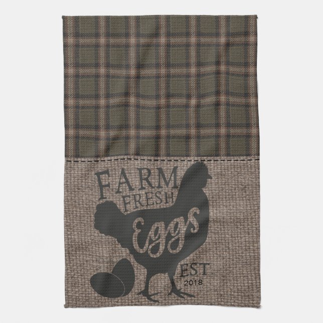 Farmhouse Style Farm Fresh Personalised Dishtowel Tea Towel (Vertical)