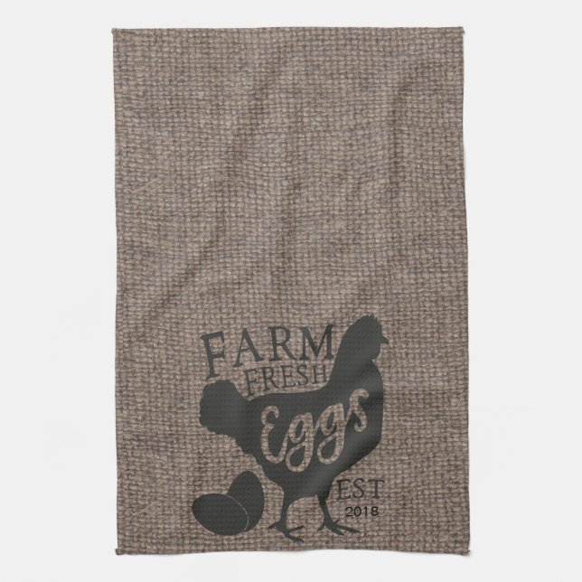Farmhouse Style Farm Fresh Personalised Dishtowel Tea Towel (Vertical)