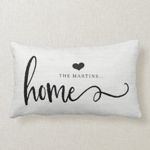 Farmhouse Style Grey Linen Look   Home Lumbar Cushion