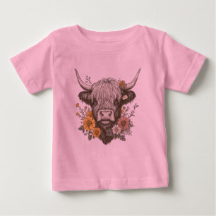 Farmhouse Style Highland Cow Graphic Baby T-Shirt