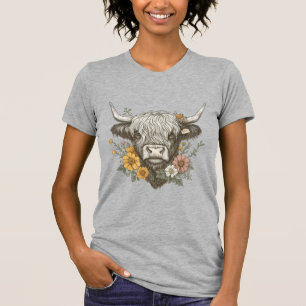 Farmhouse Style Highland Cow Graphic T-Shirt