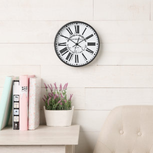 Farmhouse Style Laurel Monogrammed Name Custom Clock