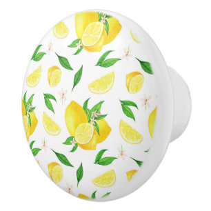 Farmhouse Style Lemons/Slices Ceramic Knob