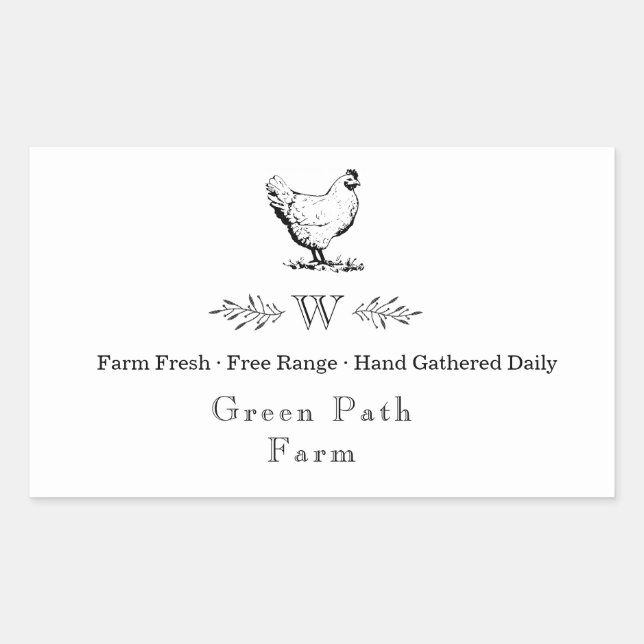 Farmhouse Style Monogram Eggs Carton Sticker (Front)