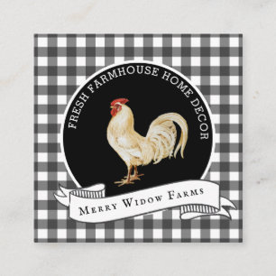 Farmhouse Style Rustic Country Rooster  Square Business Card