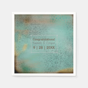 Farmhouse Style Rustic Teal Lace Personalise Napkin