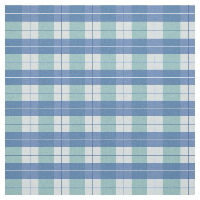 Farmhouse Summer Blue Chequered Gingham Plaid Fabric (Swatch)