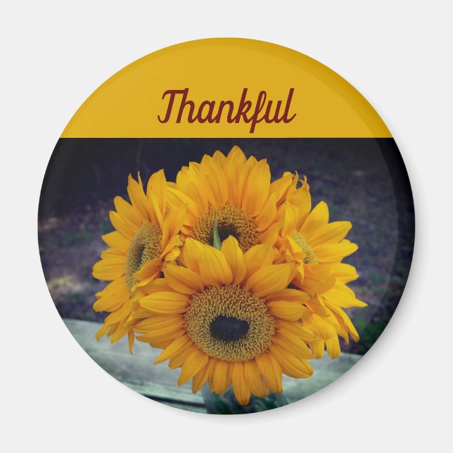 Farmhouse Sunflower Thanksgiving Magnet (Front)