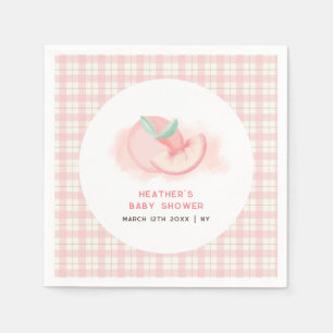 Farmhouse  Sweet Pink Gingham Peach Baby Shower  Napkin