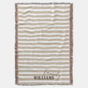 Farmhouse Tan Stripes Throw Blanket