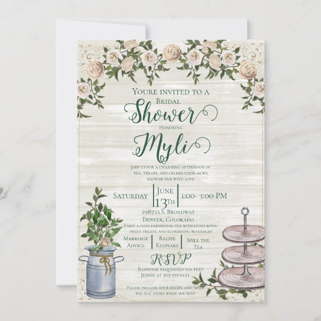 Farmhouse Tea Bridal Shower Invitation (Front)