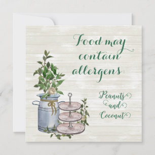 Farmhouse Tea Food Allergen Sign Invitation