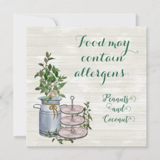 Farmhouse Tea Food Allergen Sign Invitation