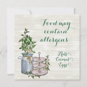 Farmhouse Tea Food Allergen Sign Invitation