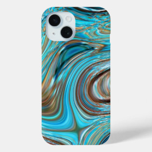 farmhouse  teal blue Woodgrain turquoise swirls iPhone 15 Case