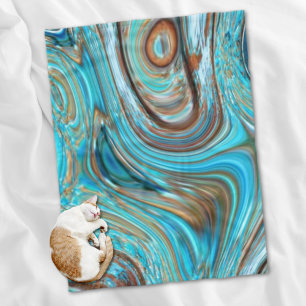 farmhouse teal blue Woodgrain turquoise swirls Fleece Blanket