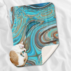 farmhouse teal blue Woodgrain turquoise swirls Sherpa Blanket